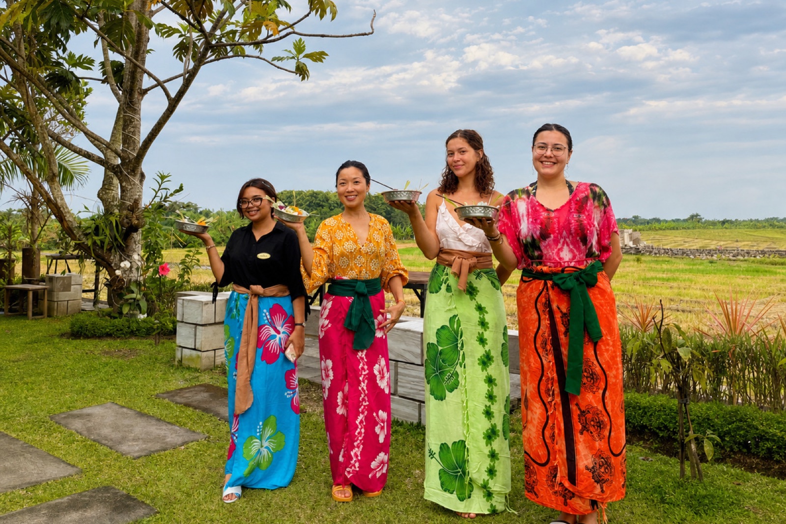 Green Point guests beside the Bali rice fields